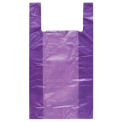 Фиолетовый пакет майка ПНД, 25+12x45см, 9 мкм, 100шт.