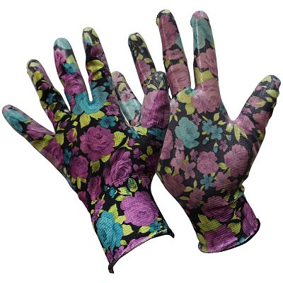 Садовые перчатки Gward Violet PU нейлоновые с нитрилом покрытием