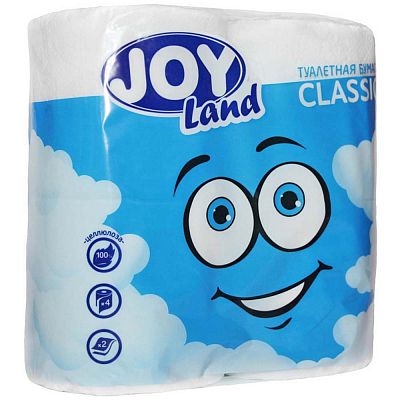 Туалетная бумага JOY Land Classic, 2 слоя, белая, 4 шт./уп.,, Туалетная бумага JOY Land Classic, 2 слоя, белая, 4 шт.