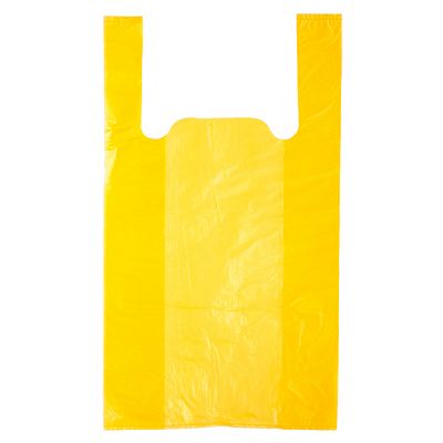 Желтый пакет майка ПНД, 25+12x45см, 11 мкм, 100шт.